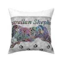 Colorfully dashing Australian shepherd panel - fat quarter