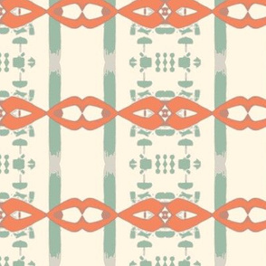 Decorative Stripe in Green, Orange and White