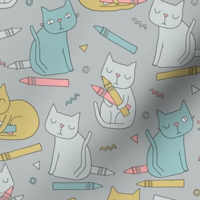 Cats with crayons