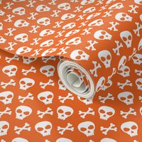 (small scale) Skull & Crossbones on Orange // Halloween Collection