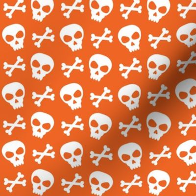 (small scale) Skull & Crossbones on Orange // Halloween Collection