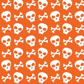 (small scale) Skull & Crossbones on Orange // Halloween Collection