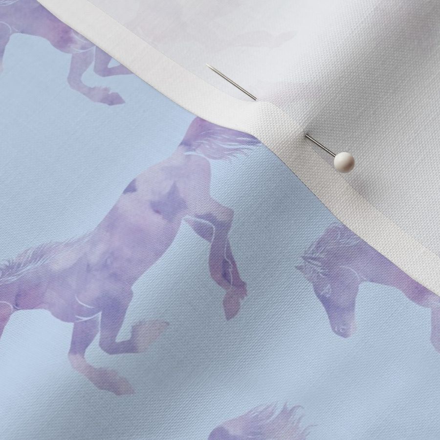 Watercolor Wild Horses in Lilac Haze