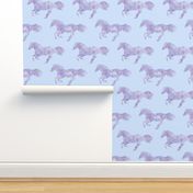 Watercolor Wild Horses in Lilac Haze