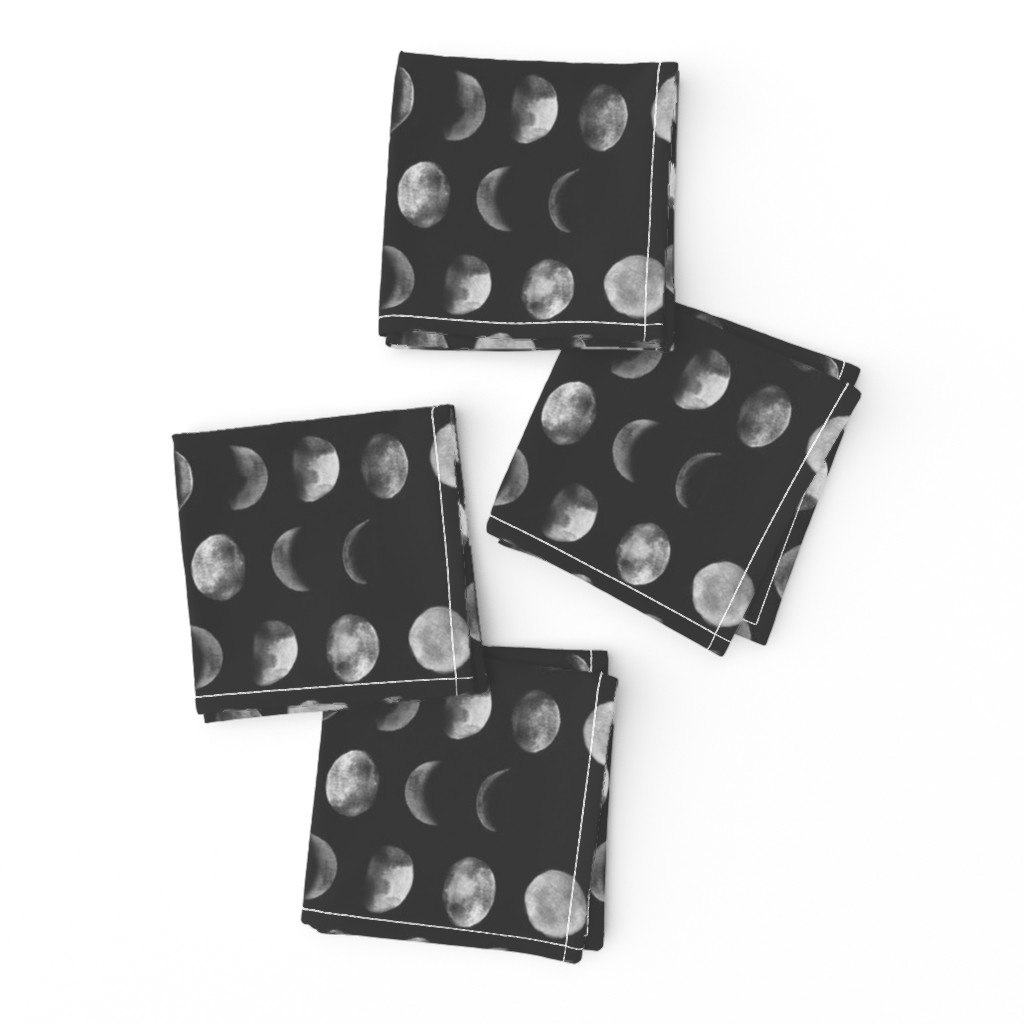 moon phase, black and white, abstract dark night sky geometric