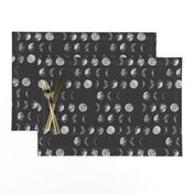 moon phase, black and white, abstract dark night sky geometric