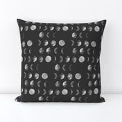 moon phase, black and white, abstract dark night sky geometric