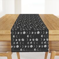 moon phase, black and white, abstract dark night sky geometric