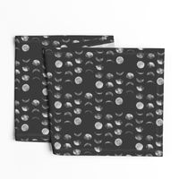 moon phase, black and white, abstract dark night sky geometric