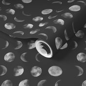 moon phase, black and white, abstract dark night sky geometric