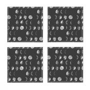 moon phase, black and white, abstract dark night sky geometric