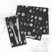 moon phase, black and white, abstract dark night sky geometric