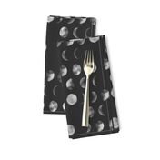 moon phase, black and white, abstract dark night sky geometric