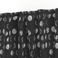 moon phase, black and white, abstract dark night sky geometric