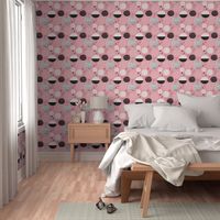 Cute blush pink geometric organic retro tree forest woodland geometric arrow details and circles