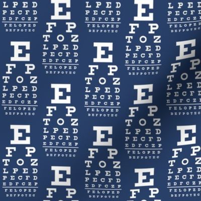 Small vision chart, white on navy