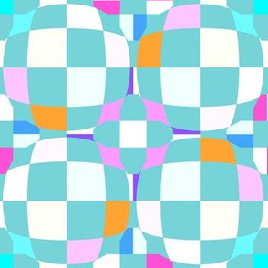 Mainly Aqua Checkerboard 3-D Illusion Dots