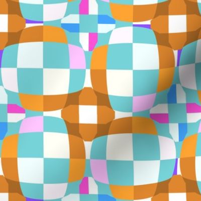 Aqua and Brown Checkerboard 3-D illusion Dots