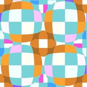 Aqua and Brown Checkerboard 3-D illusion Dots