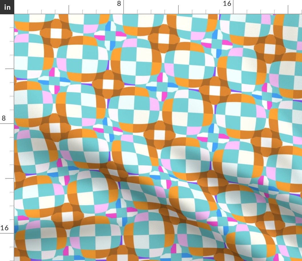 Aqua and Brown Checkerboard 3-D illusion Dots