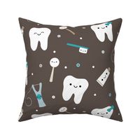 Happy Teeth & Friends (Large) - Brown & Teal