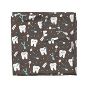 Happy Teeth & Friends (Large) - Brown & Teal