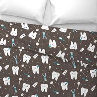 Happy Teeth & Friends (Large) - Brown & Teal