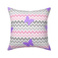 Pink Grey Gray Chevron Purple Butterfly