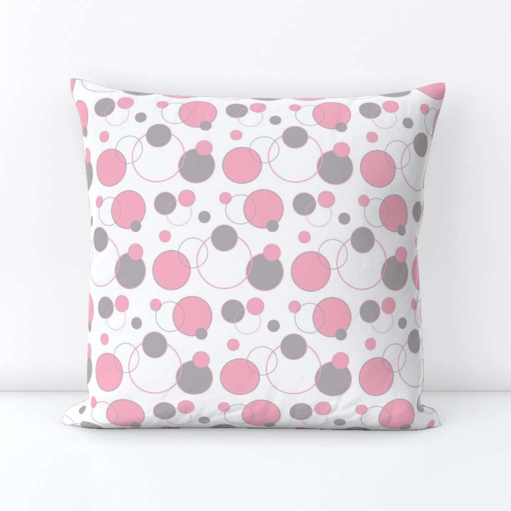Pink Grey Gray Polka Dot Circle Geometric Design