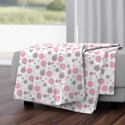 Pink Grey Gray Polka Dot Circle Geometric Design