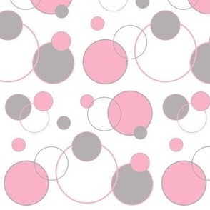 Pink Grey Gray Polka Dot Circle Geometric Design