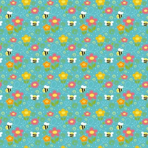 SMALL Bee Happy!- Turquoise Mini Tiny