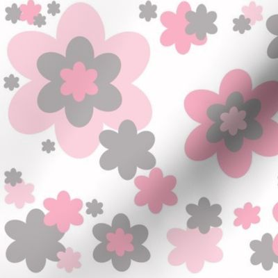 Pink Grey Gray Floral 