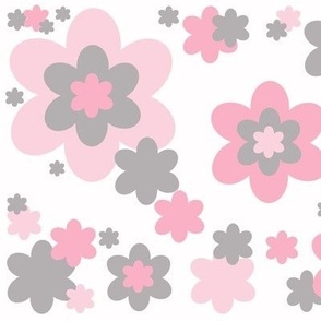 Pink Grey Gray Floral 