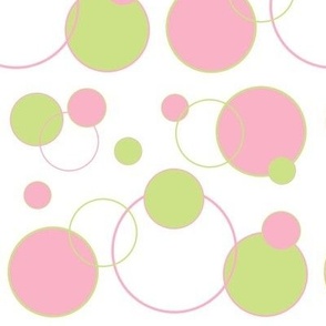 Pink Green Polka Dot Circle Geometric Design