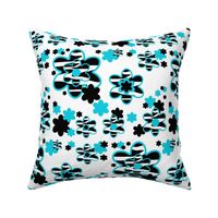 Teal Turquoise Blue Zebra Floral Animal Print