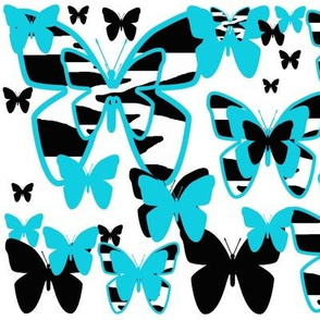 Teal Turquoise Blue Zebra Butterfly Animal Print