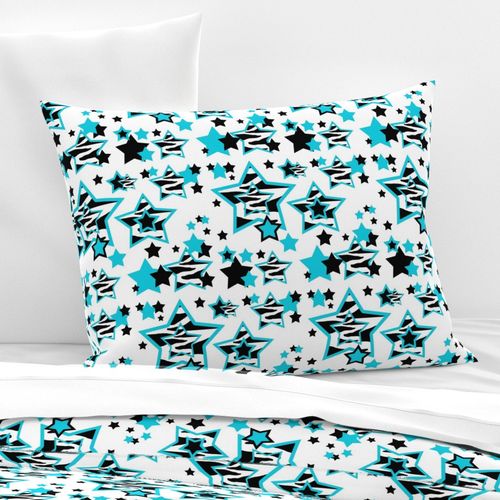 Teal Turquoise Blue Zebra Star Animal Print