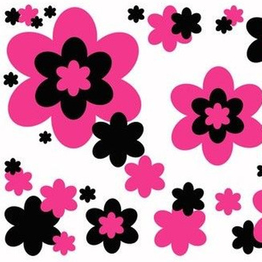 Hot Pink Black Floral Flower