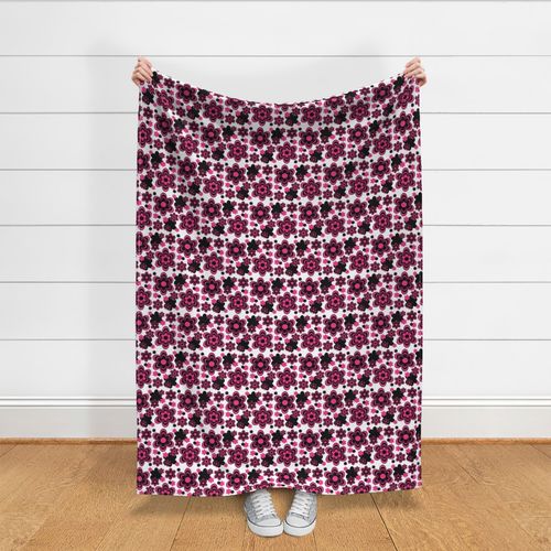 Hot Pink Black Flower Floral Design