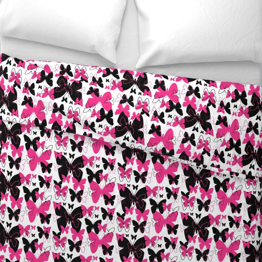 Hot Pink Black Butterfly Abstract Design