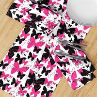 Hot Pink Black Butterfly Abstract Design