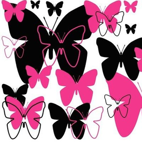 Hot Pink Black Butterfly Abstract Design