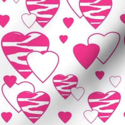 Hot Pink Zebra Heart Animal Print Geometric Design