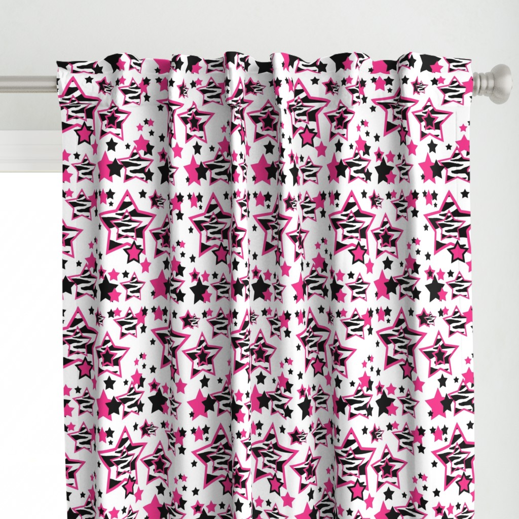 Hot Pink Zebra Star Animal Print Geometric Design