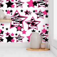 Hot Pink Zebra Star Animal Print Geometric Design