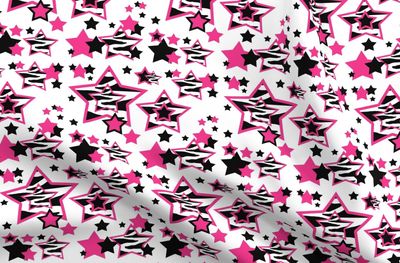 Hot Pink Zebra Star Animal Print Fabric