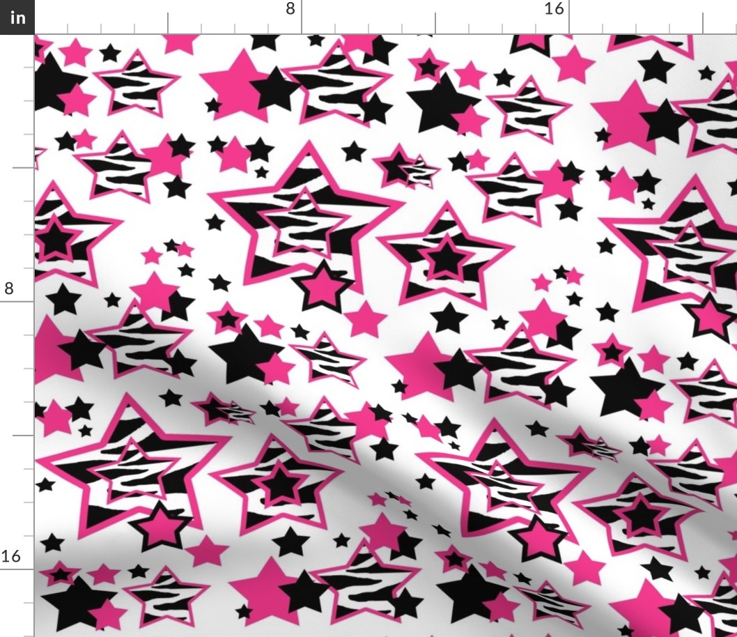 Hot Pink Zebra Star Animal Print Geometric Design