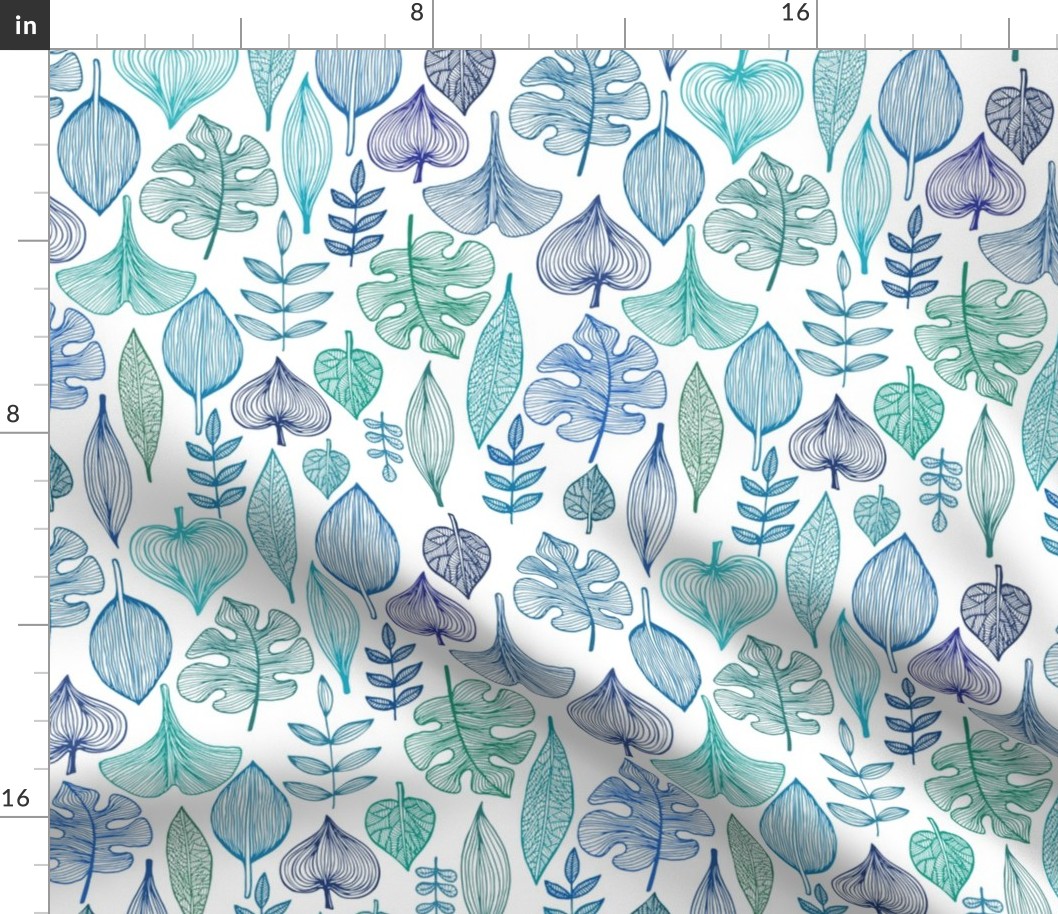 Blue Leaves Pattern, S