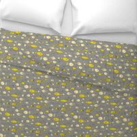 Yellow Fish || Bright Yellow on Grey by Sarah Price